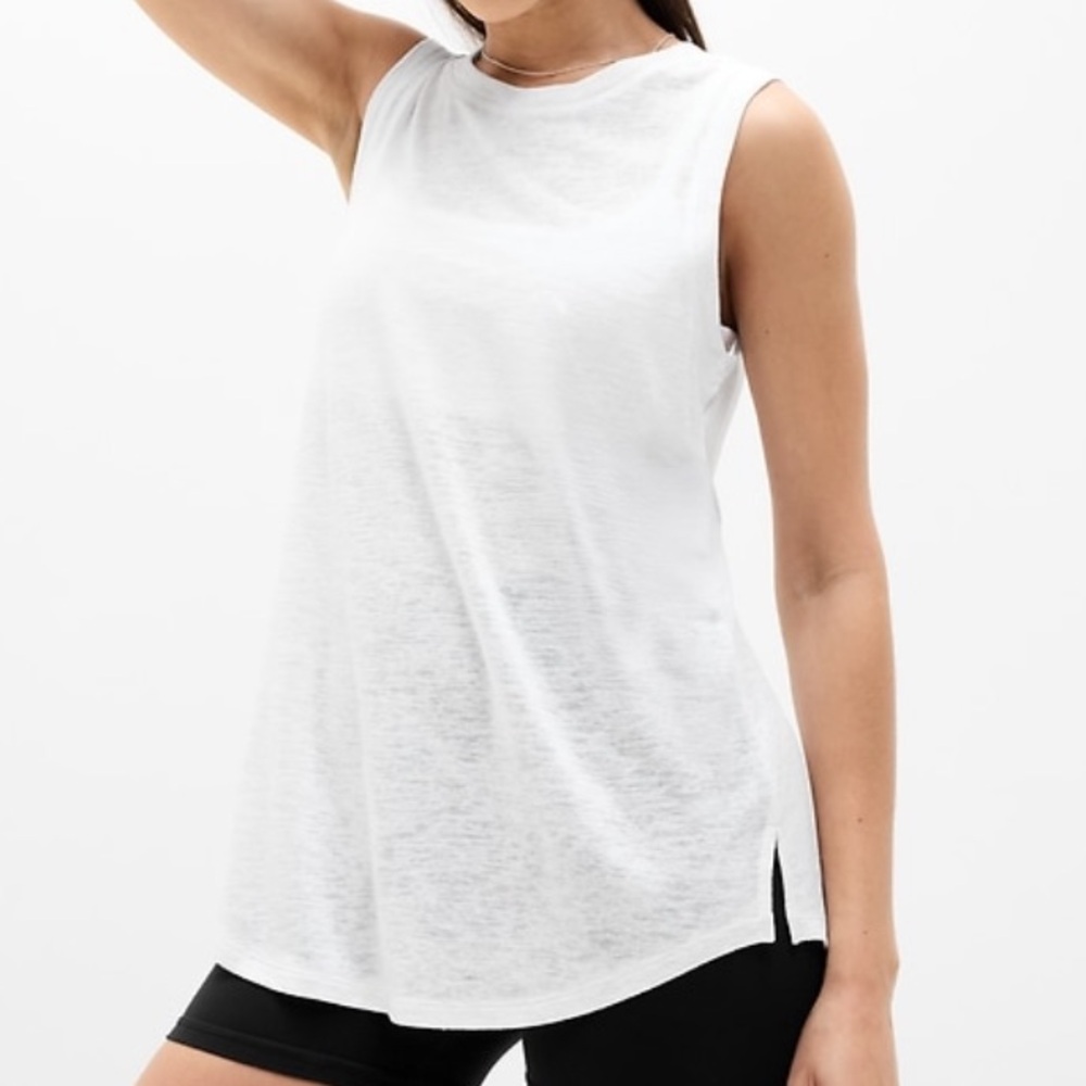 Athleta breezy white linen tank top